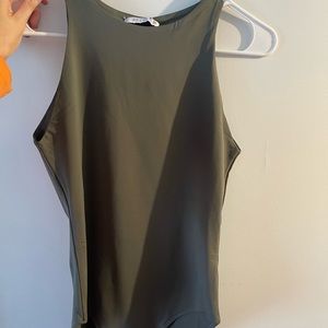 high neck/racer back type bodysuit with button closure